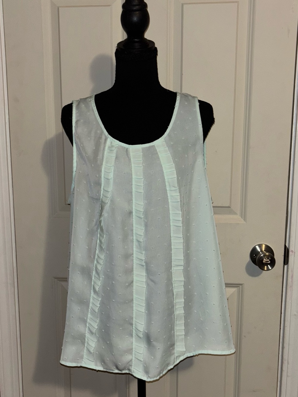 Elle Mint Green Ruffle-Trim Sleeveless Tank Top